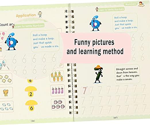 Kids Practice Book Tracing Book for Preschoolers with Pen, Magic Calligraphy Copybook Set Practical Reusable Writing Tool Simple Hand Lettering ( pack of 1)