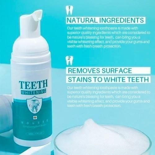 Teeth Whitening Foame ,Toothpaste Cleansing Foam,Intensive Stain Removal Toothpaste, Travel Friendly, Easy to Use, Ultra-fine Mousse Foam (Pack of 2)